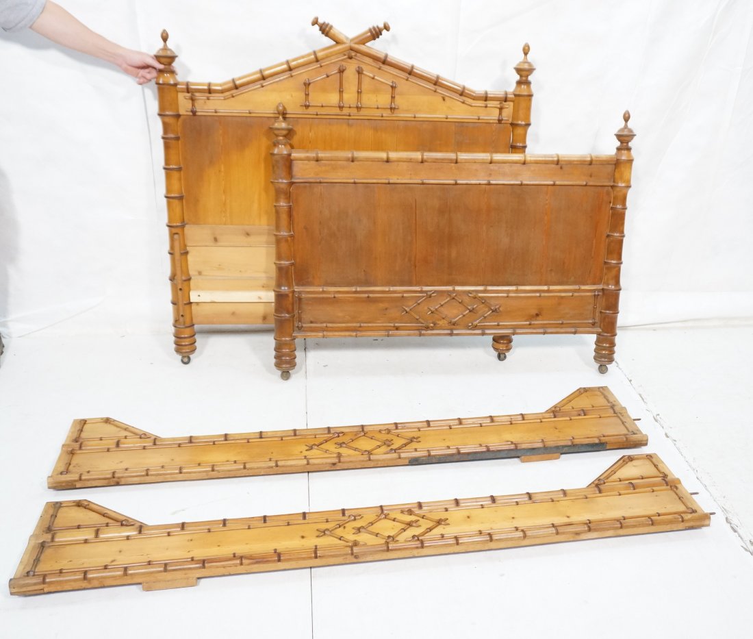 Vintage Faux Bamboo Bed Headboards & Footboard. M: Vintage Faux Bamboo Bed Headboards & Footboard. Matching Decorative Rails. -- Dimensions: H: 50.5 inches: W: 49 inches ---