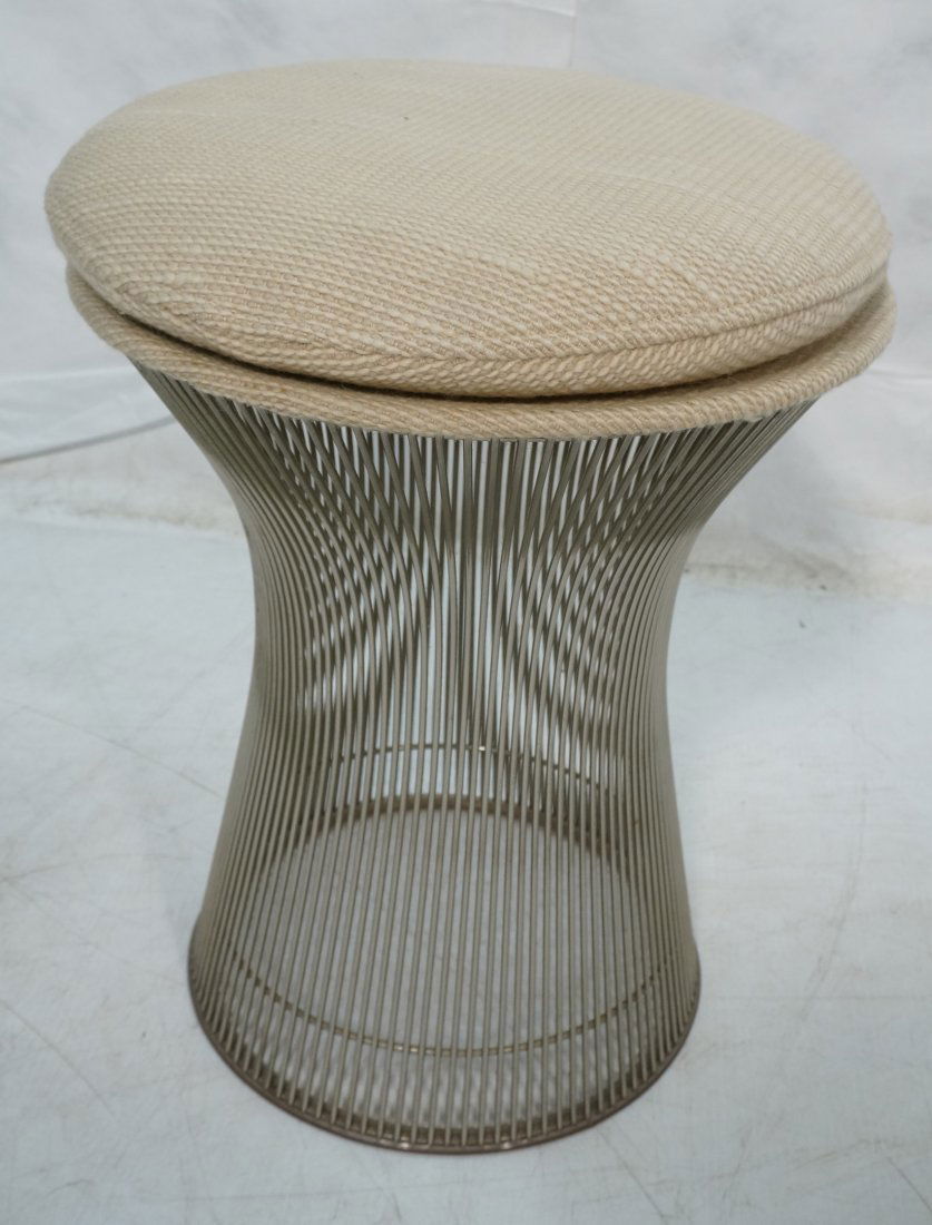 WARREN PLATNER Steel Stool with Cushion Top. KNOL: WARREN PLATNER Steel Stool with Cushion Top. KNOLL International label. -- Dimensions: H: 20 inches: W: 16.5 inches: D: 16.5 inches ---