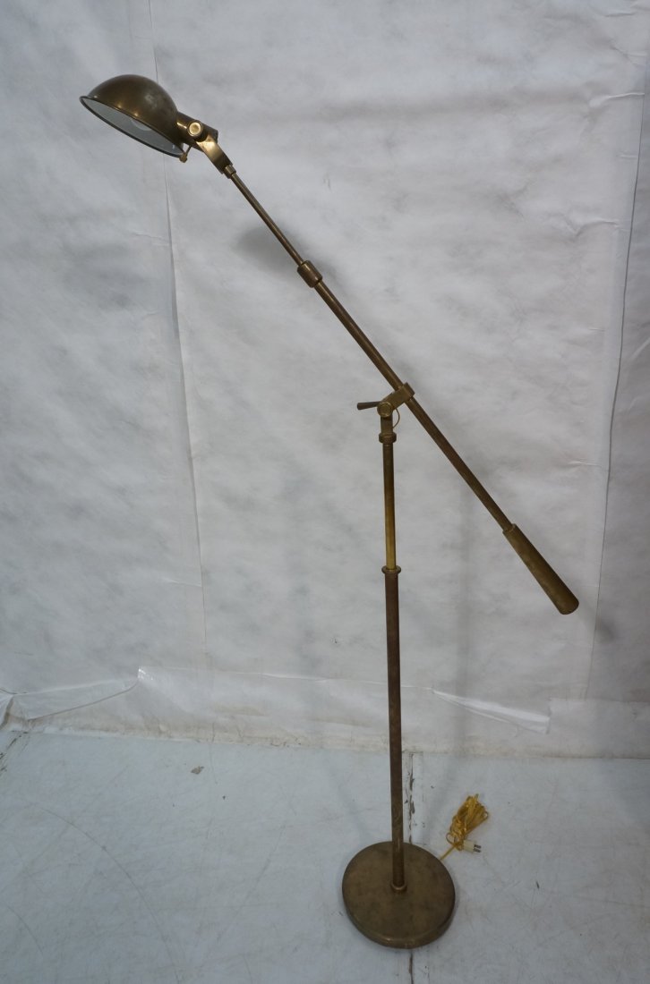 RALPH LAUREN Industrial Brass Counterbalance Floo: RALPH LAUREN Industrial Brass Counterbalance Floor lamp. Semicircle brass shade.-- Dimensions: H: 50.5 inches: W: 42 inches: D: 10 inches ---