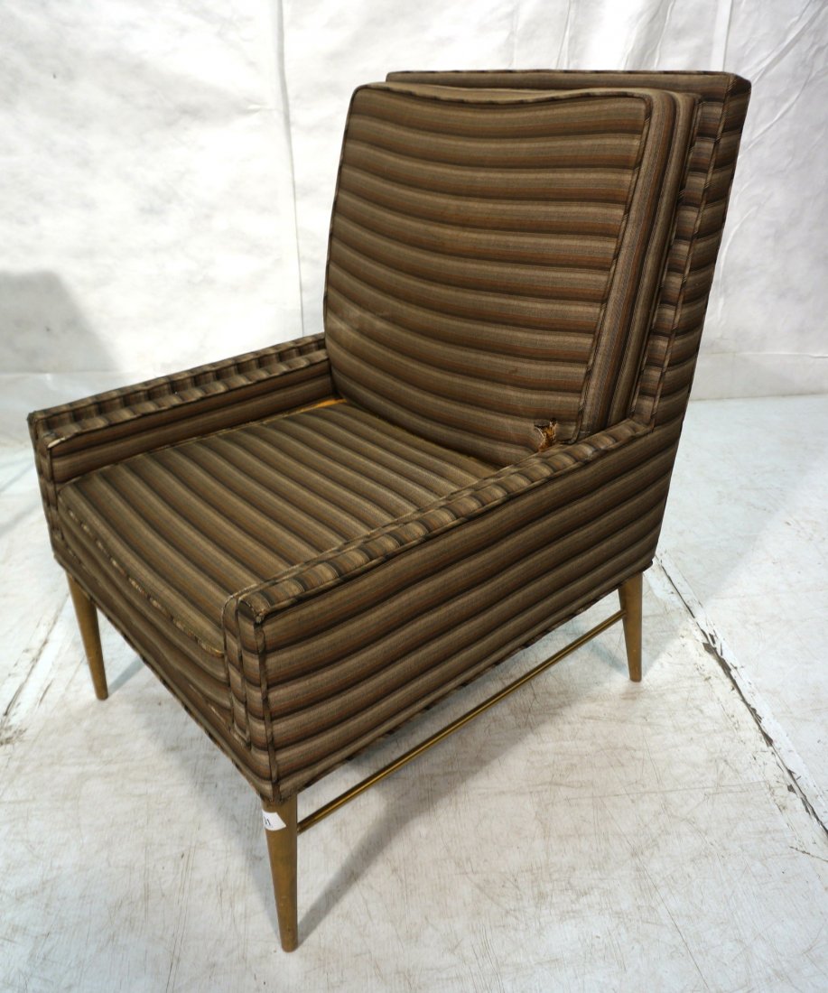 Upholstered PAUL McCOBB Lounge Chair. American Mo: Upholstered PAUL McCOBB Lounge Chair. American Modern Walnut Tapered Peg Legs. Brass stretcher.-- Dimensions: H: 37 inches: W: 26 inches: D: 30 inches ---