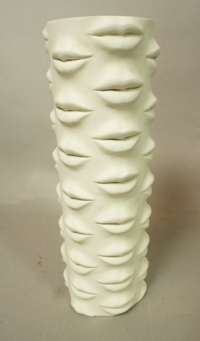 Multiple Lips Vase. In Jonathan Adler "Dora Maar": Multiple Lips Vase. In Jonathan Adler "Dora Maar" style. Marked TMS 2006. Romeo & Juliet. "They lips are warm"-- Dimensions: H: 9 inches: W: 3 inches: D: 3 inches --- US Shipping charge: $20