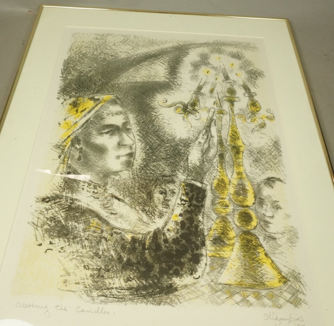 CHAIM GROSS Print. "Blessing the Candles". Pencil: CHAIM GROSS Print. "Blessing the Candles". Pencil signed & dated 65. -- Dimensions: H: 26 inches: W: 19 inches ---