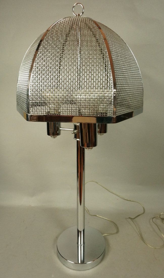 70's Modern Chrome Table Lamp. Chrome Mesh Domed: 70's Modern Chrome Table Lamp. Chrome Mesh Domed Shade.-- Dimensions: H: 36 inches: W: 17.5 inches ---