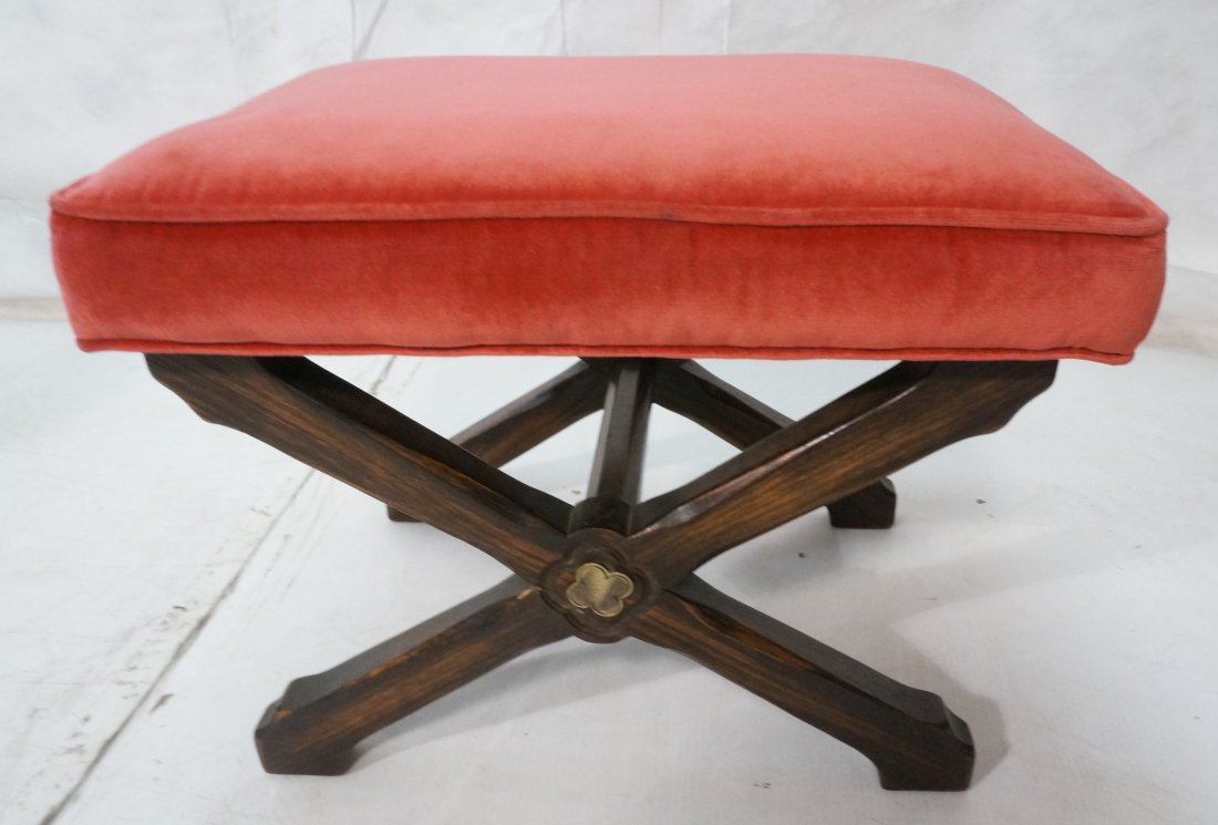 Decorator X Base Stool Bench. Wood Frame Upholst: Decorator X Base Stool Bench. Wood Frame Upholstered top.-- Dimensions: H: 17.5 inches: W: 23 inches: D: 16 inches ---