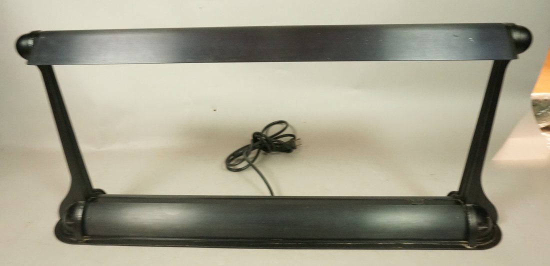 Ron Rezek Metropolis Desk Kamp. Black enameled m: Ron Rezek Metropolis Desk Kamp. Black enameled metal. -- Dimensions: H: 13.25 inches: W: 29.5 inches: D: 4.75 inches ---