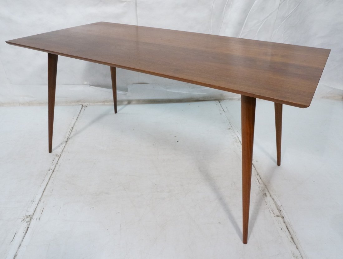 Solid Walnut PHILLIP POWELL style Dining Table. 2: Solid Walnut PHILLIP POWELL style Dining Table. 28.5" beveled Walnut top supported by elegant round tapered legs. Not marked. -- Dimensions: H: 29.75 inches: W: 60 inches: D: 29.75 inches ---
