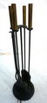 Set Modernist Fireplace Tools. Black Iron with Br