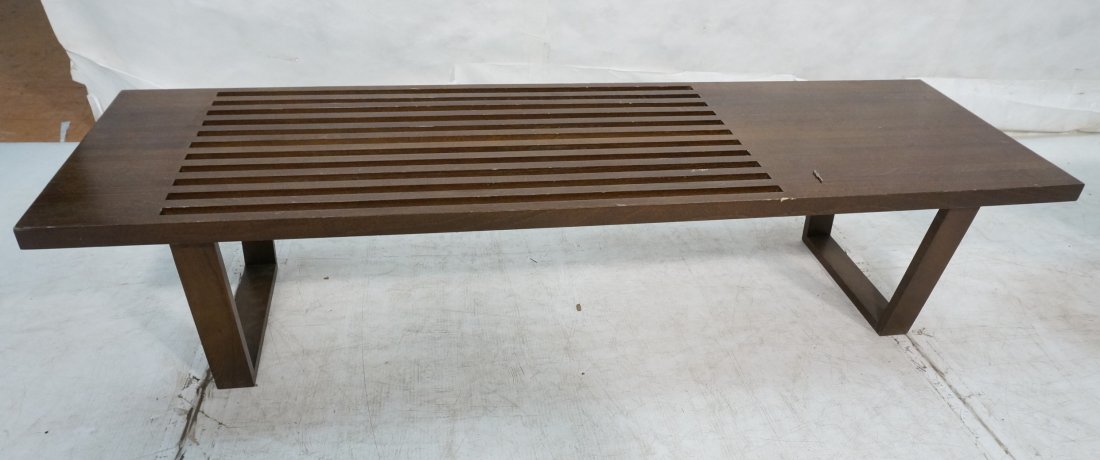 George Nelson style American Modern Slat Bench Ta: George Nelson style American Modern Slat Bench Table. Dark wood stain.-- Dimensions: H: 13.75 inches: W: 60 inches: D: 17.5 inches ---