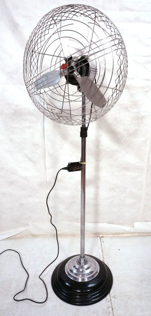 Vintage Air Castle Standing Floor Fan. Chrome & B
