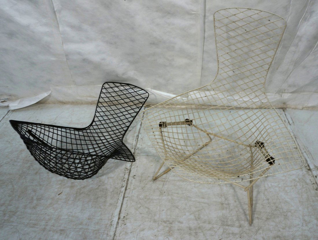 HARRY BERTOIA Bird Chair and Extra Frame. White m: HARRY BERTOIA Bird Chair and Extra Frame. White metal bird chair. Black frame without base. -- Dimensions: H: 38.75 inches: W: 38 inches: D: 32 inches ---