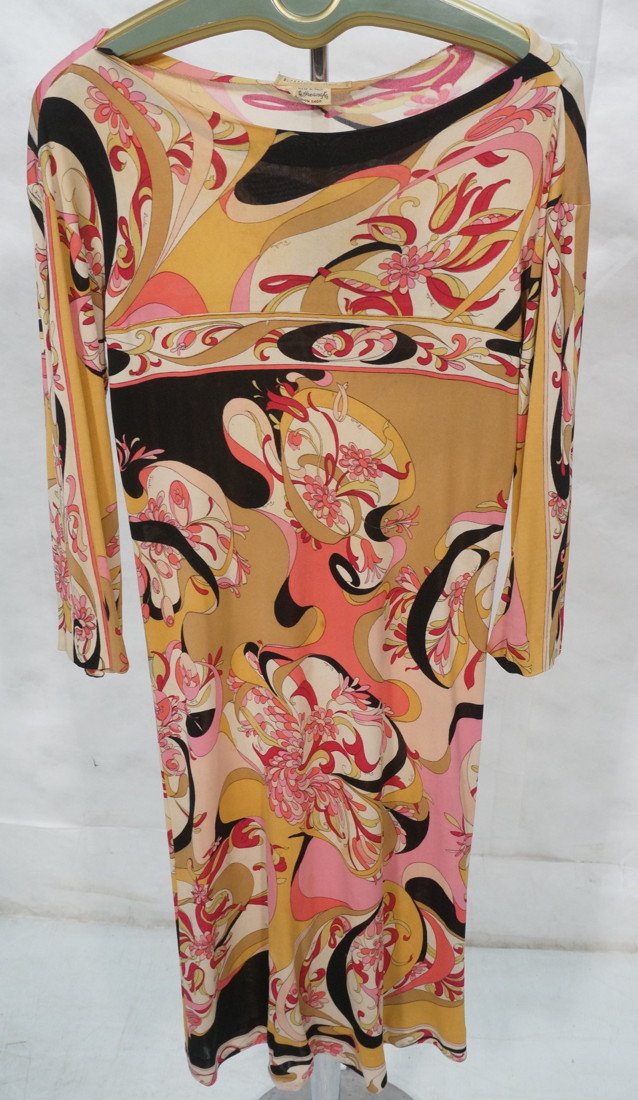 Vintage EMILIO PUCCI Dress. Tan, Hot & Pale Pink: Vintage EMILIO PUCCI Dress. Tan, Hot & Pale Pink designs. Size 14. -- Dimensions: --- US Shipping charge: $20