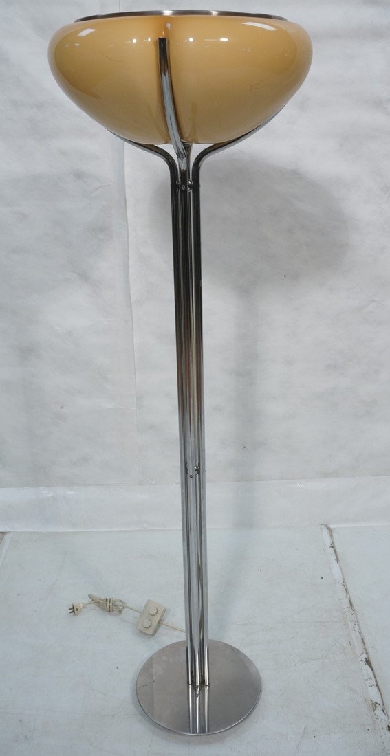 Gae Aulenti for Harvey Guzzini Floor Lamp. Chro: Gae Aulenti for Harvey Guzzini Floor Lamp. Chrome and acrylic.-- Dimensions: H: 64.5 inches: W: 21 inches ---