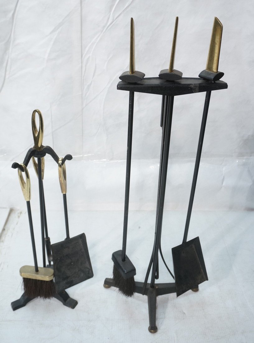 Donald Deskey Fireplace tools and Brass and Iron.: Donald Deskey Fireplace tools and Brass and Iron. Comes with another set with brass Loop tops. -- Dimensions: H: 33.5 inches: W: 13 inches: D: 7 inches ---