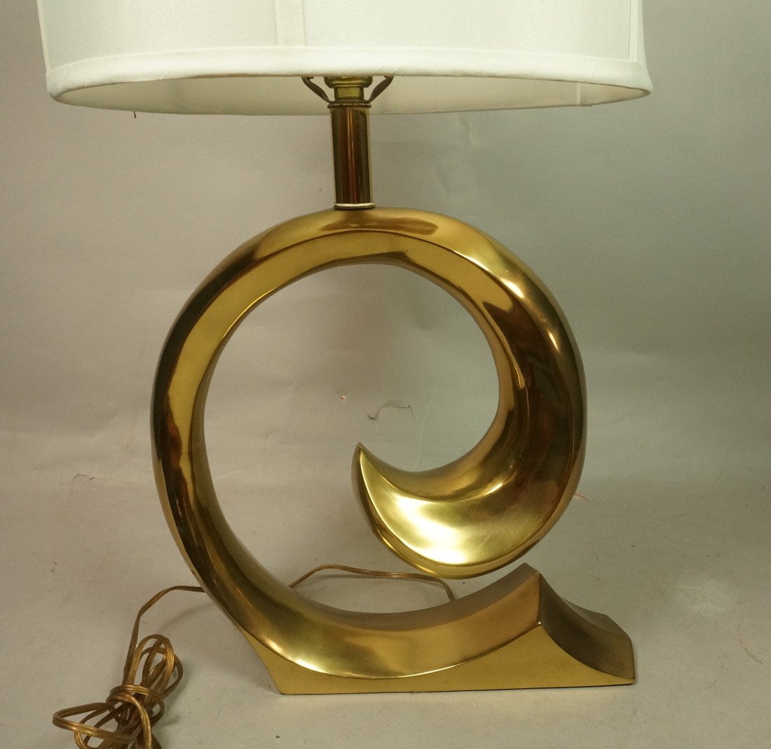 Brass PIERRE CARDIN Swoosh Table Lamp.: Brass PIERRE CARDIN Swoosh Table Lamp. -- Dimensions: H: 28 inches: W: 15 inches ---