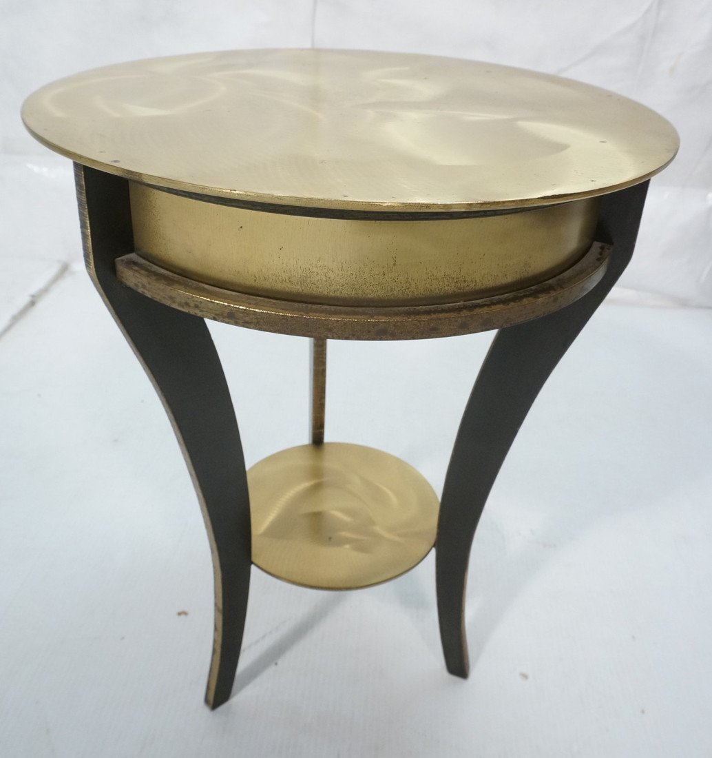 Bronze & Steel Small Tabouret Table.: Bronze & Steel Small Tabouret Table. -- Dimensions: H: 20 inches: W: 17 inches ---
