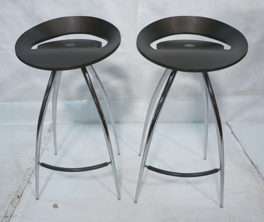 Pr MAGIS LYRA Modernist Chrome & Black Bar Stools