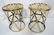 Pr SARREID Style Brass Corseted Stools. Pierced t