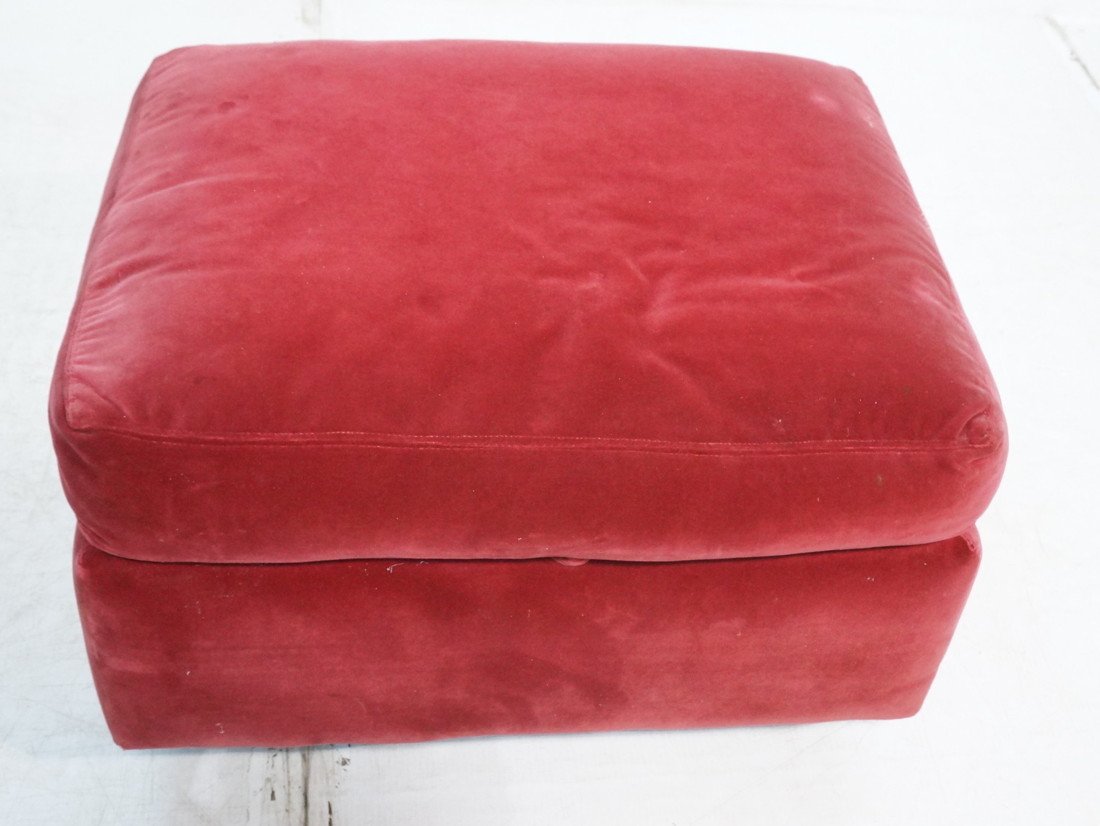 Thayer Coggin Milo Baughman Lift Top Ottoman Stoo: Thayer Coggin Milo Baughman Lift Top Ottoman Stool. Labeled. Wine upholstery.-- Dimensions: H: 18 inches: W: 28 inches: D: 24 inches ---