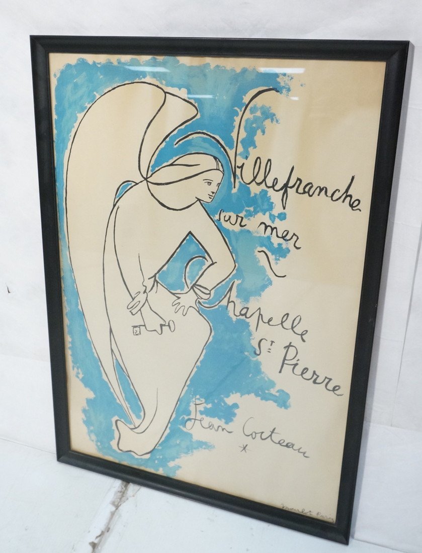 Jean Cocteau Poster of Angel with key. Mourlot P: Jean Cocteau Poster of Angel with key. Mourlot Paris.-- Dimensions: Image Size: H: 29 inches: W: 19.75 inches ---