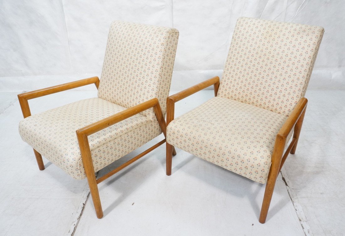 Pair Robsjohn Gibbings Lounge Chairs. Open Arm f: Pair Robsjohn Gibbings Lounge Chairs. Open Arm form. -- Dimensions: H: 34 inches: W: 25.25 inches: D: 34 inches ---