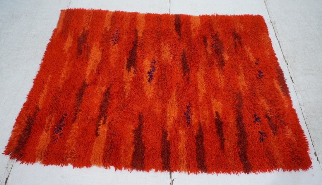 Modernist Thick Shag Rug Carpet. Reds and Orange: Modernist Thick Shag Rug Carpet. Reds and Orange. -- Dimensions: H: 97 inches: W: 92 inches ---