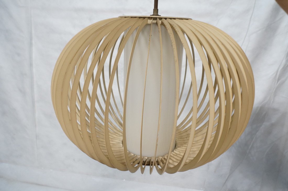 Cool Modernist Hanging Pendent Lamp Chandelier.: Cool Modernist Hanging Pendent Lamp Chandelier. Thin metal ribs with internal glass Tube.-- Dimensions: H: 15 inches: W: 18 inches ---