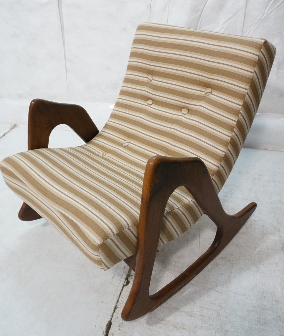 ADRIAN PEARSALL American Modern Walnut Rocker. Ro: ADRIAN PEARSALL American Modern Walnut Rocker. Rocking Chair with Newer Upholstery.-- Dimensions: H: 32 inches: W: 28 inches: D: 34 inches ---
