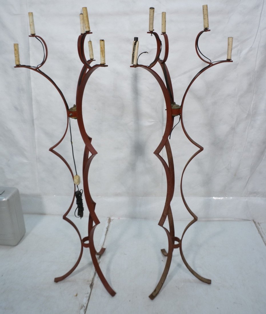 2 Painted Iron JEAN ROYERE style 6 Arm Floor Lamp: 2 Painted Iron JEAN ROYERE style 6 Arm Floor Lamps. Red Paint Finish-- Dimensions: H: 64 inches: W: 19 inches: D: 19 inches ---