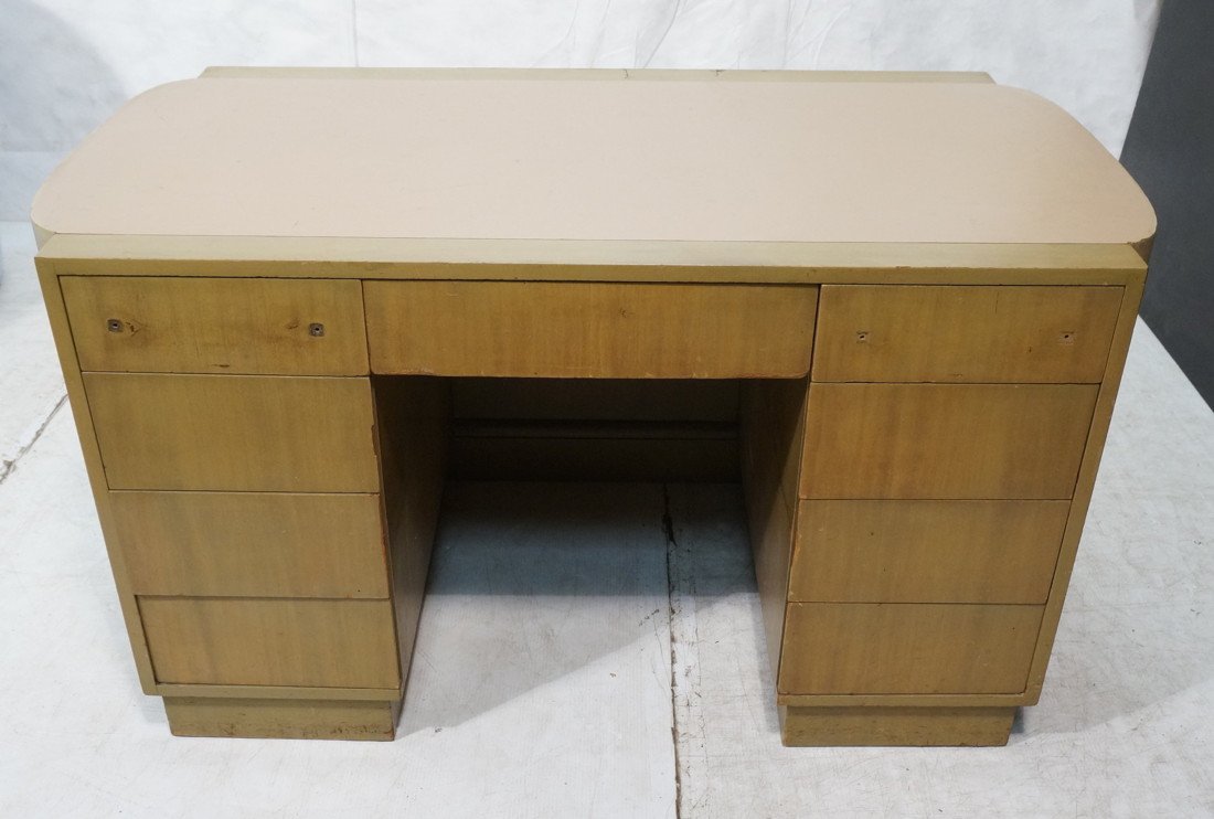 GROSFELD HOUSE Desk. Leather Top & Sides.: GROSFELD HOUSE Desk. Leather Top & Sides. -- Dimensions: H: 30.25 inches: W: 52 inches: D: 28 inches ---