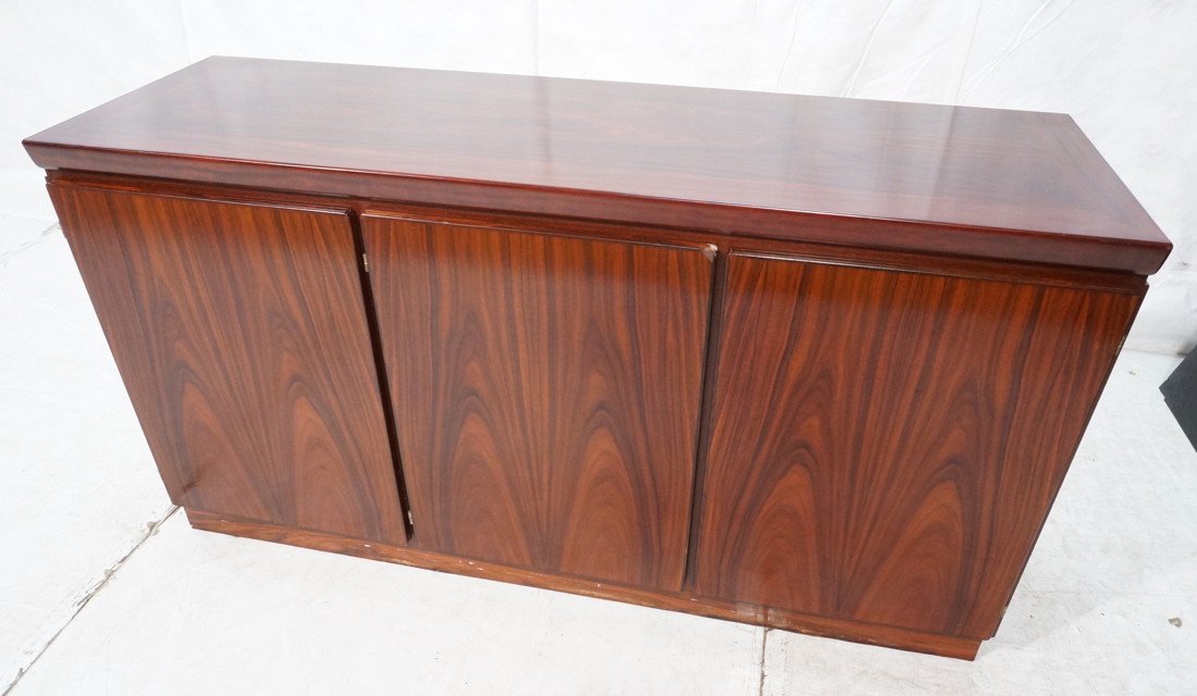 Three Door Rosewood Cabinet Credenza. Interior Dr: Three Door Rosewood Cabinet Credenza. Interior Drawers. -- Dimensions: H: 32.5 inches: W: 60 inches: D: 19 inches ---