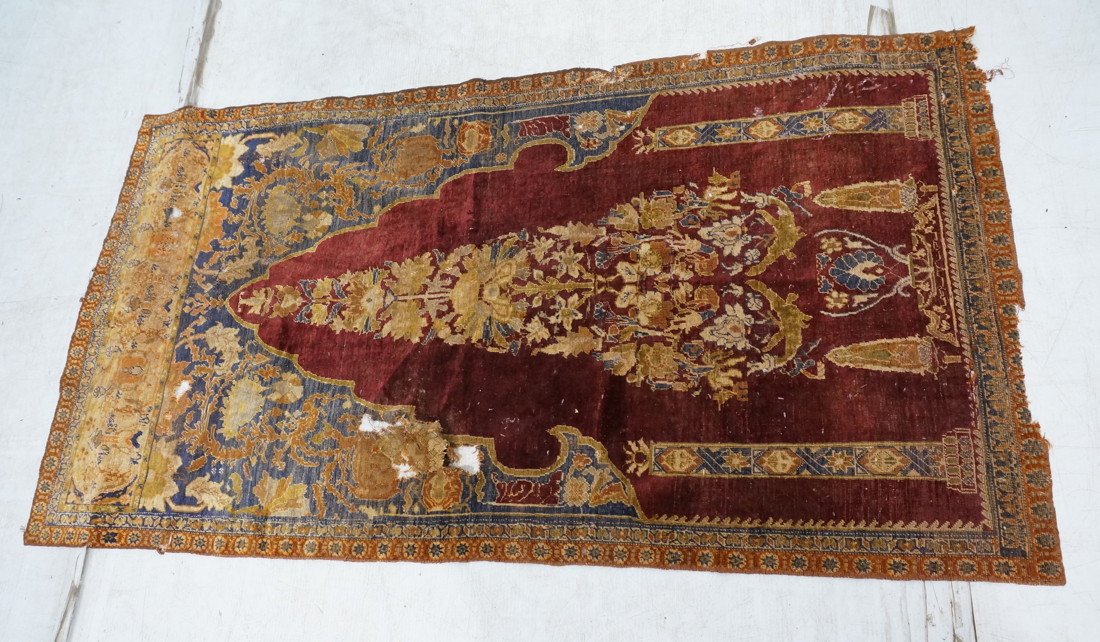 2'7" x 4'9"Antique Silk Prayer Carpet.: 2'7" x 4'9"Antique Silk Prayer Carpet.-- Dimensions: H: 4'9" inches: W: 2'7" inches ---