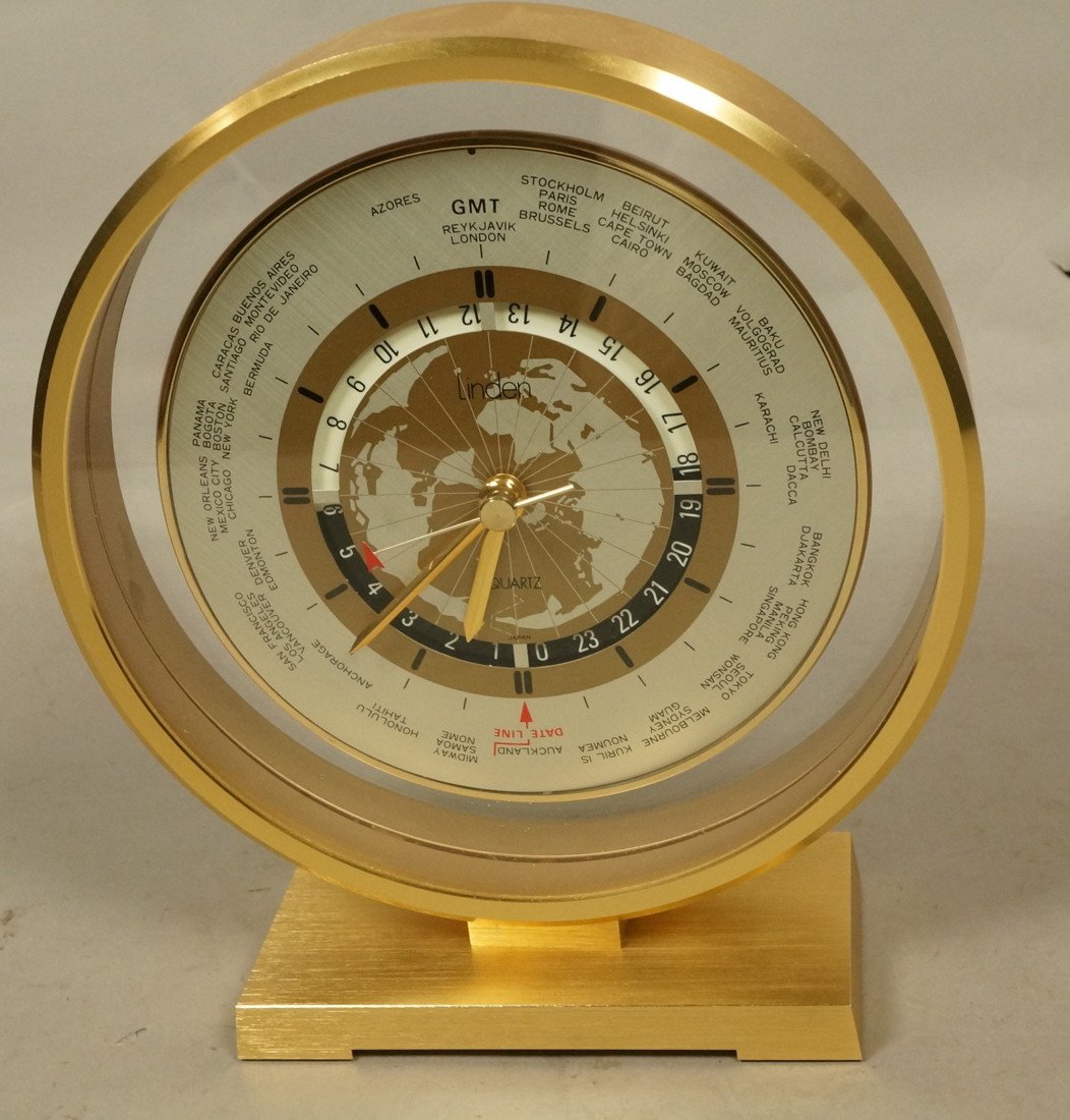Linden World Time Desk Clock. Quartz Japan.
