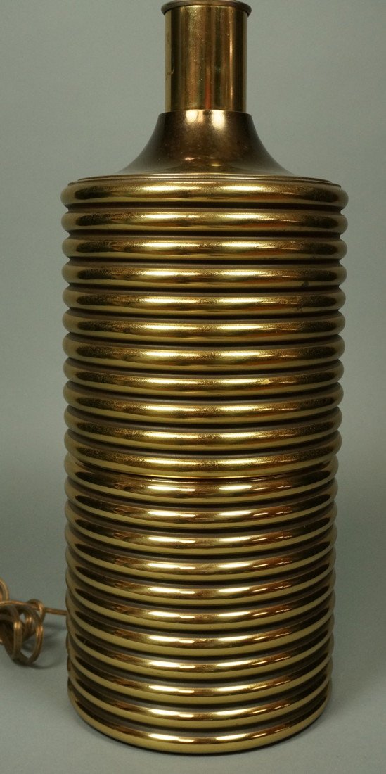 Gabriella CRESPI style Tall Cylindrical Stacked R: Gabriella CRESPI style Tall Cylindrical Stacked Ribbed Table Lamp. Very heavy.-- Dimensions: H: 27 inches: W: 7 inches ---