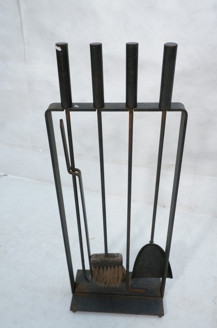 PILGRIM Modernist Iron Fireplace Tools. Four tool: PILGRIM Modernist Iron Fireplace Tools. Four tools in flat iron stand. After George Nelson. Marked USA Pilgrim Fireplace Equipment. #15.-- Dimensions: H: 32 inches: W: 12 inches: D: 6 inches ---