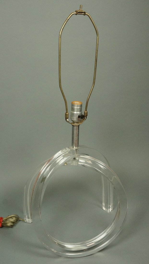 Lucite Pretzel Twist Form Table Lamp. Dorothy Tho: Lucite Pretzel Twist Form Table Lamp. Dorothy Thorpe style. -- Dimensions: H: 28 inches: W: 14 inches: D: 9 inches ---
