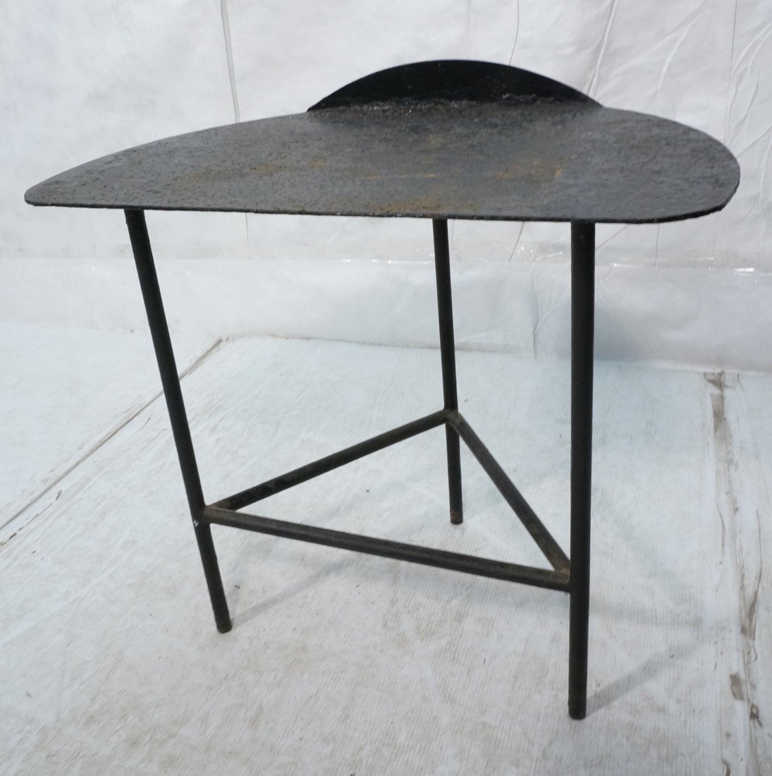 Brutalist Industrial Steel Server Butlers Table.: Brutalist Industrial Steel Server Butlers Table. Round tube legs. -- Dimensions: H: 26 inches: W: 30 inches: D: 18 inches ---