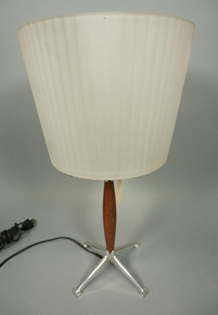 ARTEMIDE Glass & Wood Table Lamp. Italian. Stripe: ARTEMIDE Glass & Wood Table Lamp. Italian. Striped glass shade. Four aluminum feet. Original label.-- Dimensions: H: 20 inches: W: 11.25 inches ---