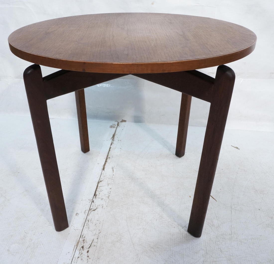 Small JENS RISOM Round Side Table. Cantilever top: Small JENS RISOM Round Side Table. Cantilever top on four legs. Not marked.-- Dimensions: H: 21 inches: W: 24 inches: D: 24 inches ---