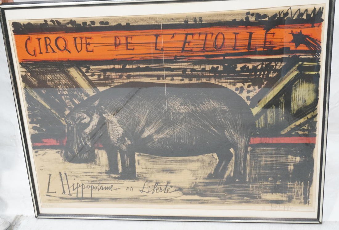 BERNARD BUFFET Signed Lithograph Print. "Cirque d: BERNARD BUFFET Signed Lithograph Print. "Cirque d'Etoile". Signed. 105/120. Certificate of Authenticity on reverse.-- Dimensions: Image Size: H: 27 inches: W: 38.5 inches ---