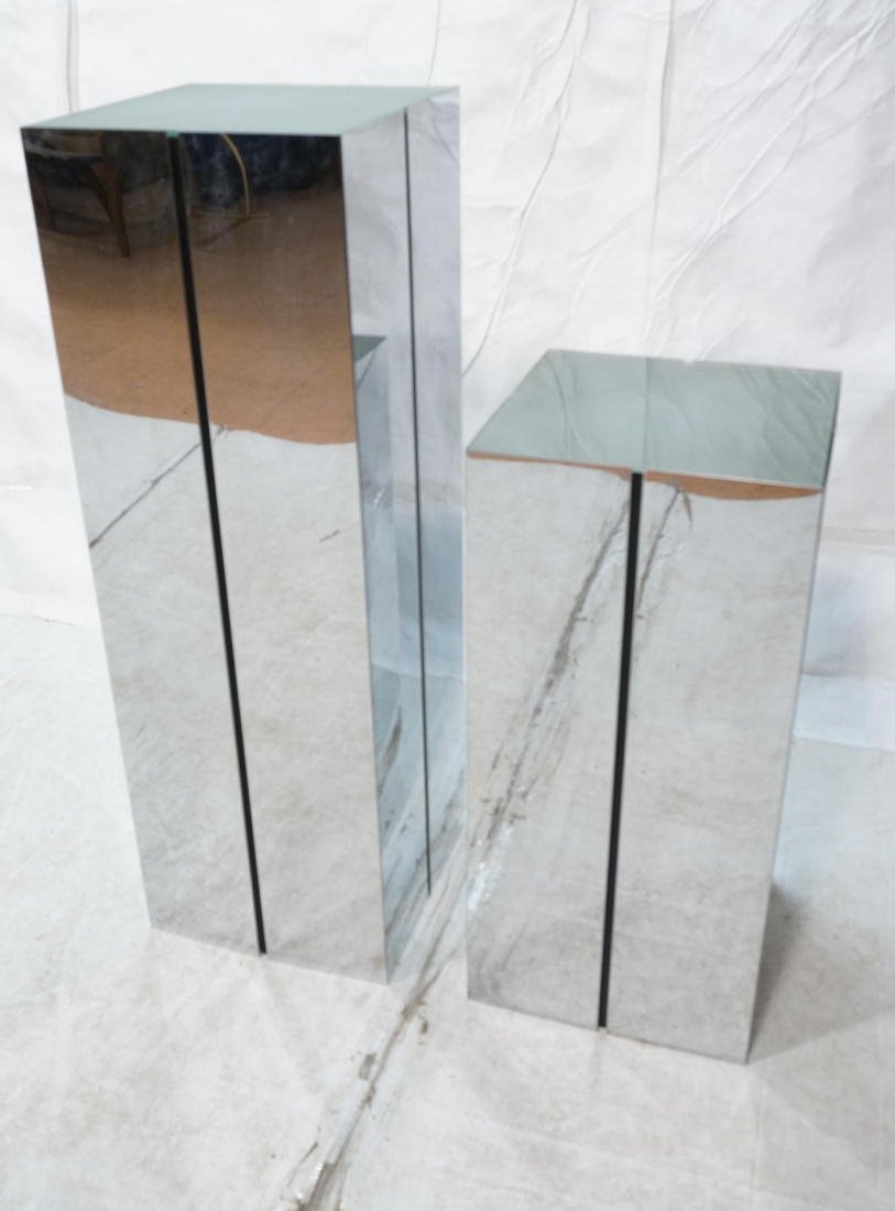 2 pcs Neal Small for Kovacs Lighted Pedestal Lamp: 2 pcs Neal Small for Kovacs Lighted Pedestal Lamps. Chrome with black accents. Frosted glass. Tallest 42 x 14-- Dimensions: ---