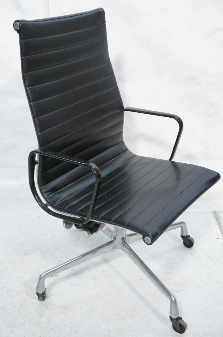Charles EAMES for Herman Miller Aluminum Group Ta: Charles EAMES for Herman Miller Aluminum Group Tall Back Desk Office Chair. Black seat & back. Black finish on arms. Herman Miller tag.-- Dimensions: H: 40.5 inches: W: 22.5 inches: D: 22 inches ---