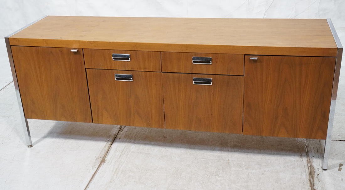 American Modern Credenza Sideboard Cabinet. Chro: American Modern Credenza Sideboard Cabinet. Chrome frame and Handles.-- Dimensions: H: 29 inches: W: 72.75 inches: D: 20 inches ---
