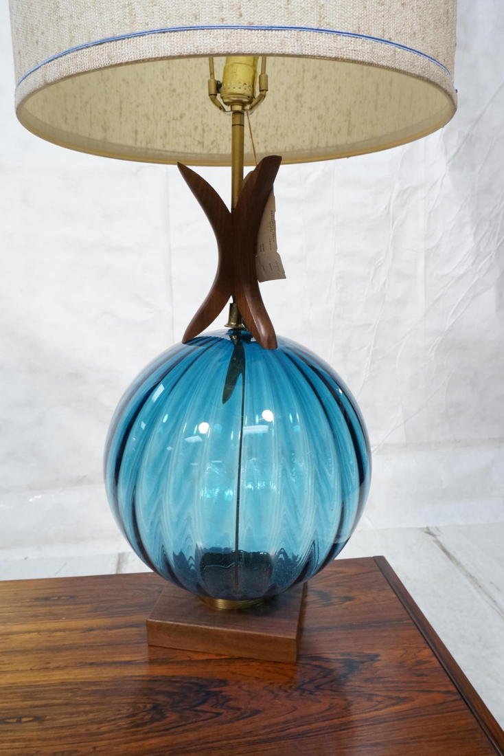 Modernist Glass Ball Table Lamp. Wood accents.: Modernist Glass Ball Table Lamp. Wood accents. Pieri Creations Tag. American Modern.-- Dimensions: H: 42 inches ---