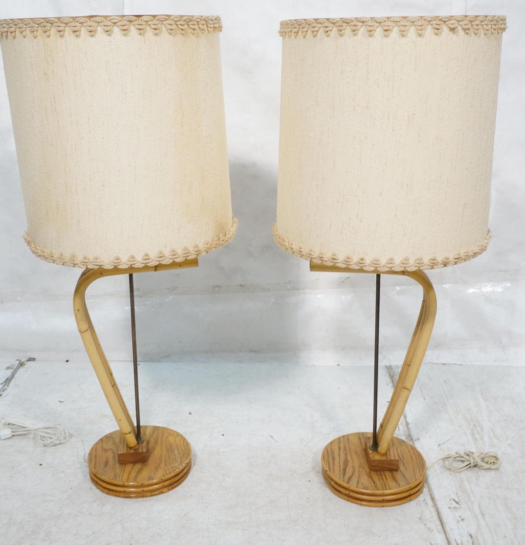Pr 50's Modern Bamboo Tiki Lamps. Paul Frankl sty: Pr 50's Modern Bamboo Tiki Lamps. Paul Frankl style. Three bamboo bands. -- Dimensions: H: 44 inches ---