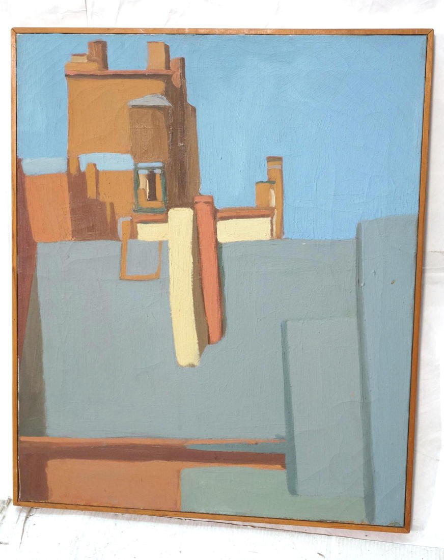STUART EGNAL Painting. Oil on Canvas. Abstract La: STUART EGNAL Painting. Oil on Canvas. Abstract Landscape. Signed on back. STUART M. EGNAL (Philadelphia Artist), 1940-1966. In a life too brief, Mr. Egnal created art passionately and prolifically. A 
