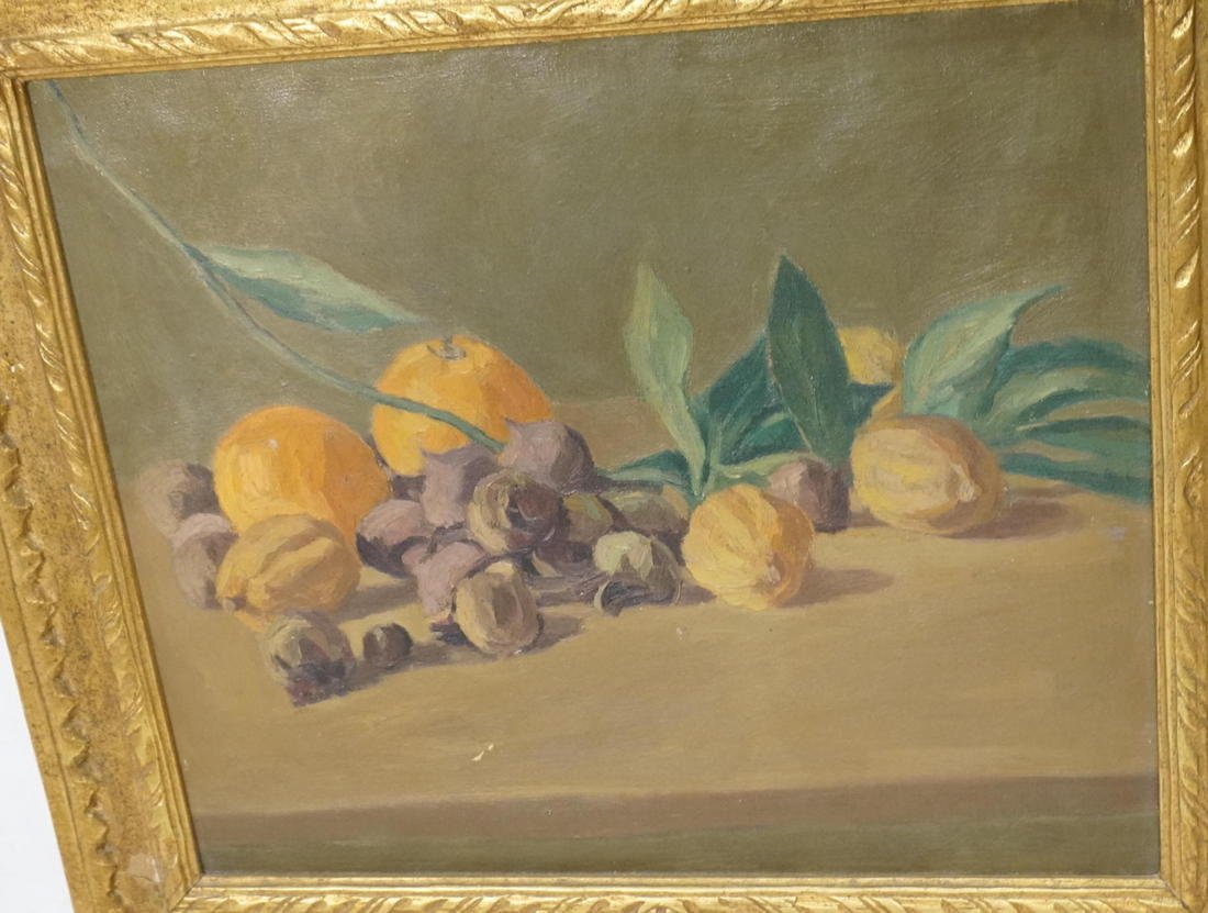 STUART EGNAL Modernist Fruit Still Life. Oil Pain: STUART EGNAL Modernist Fruit Still Life. Oil Painting on Canvas. 1962. Pencil signed on stretcher. STUART M. EGNAL (Philadelphia Artist), 1940-1966. In a life too brief, Mr. Egnal created art passiona
