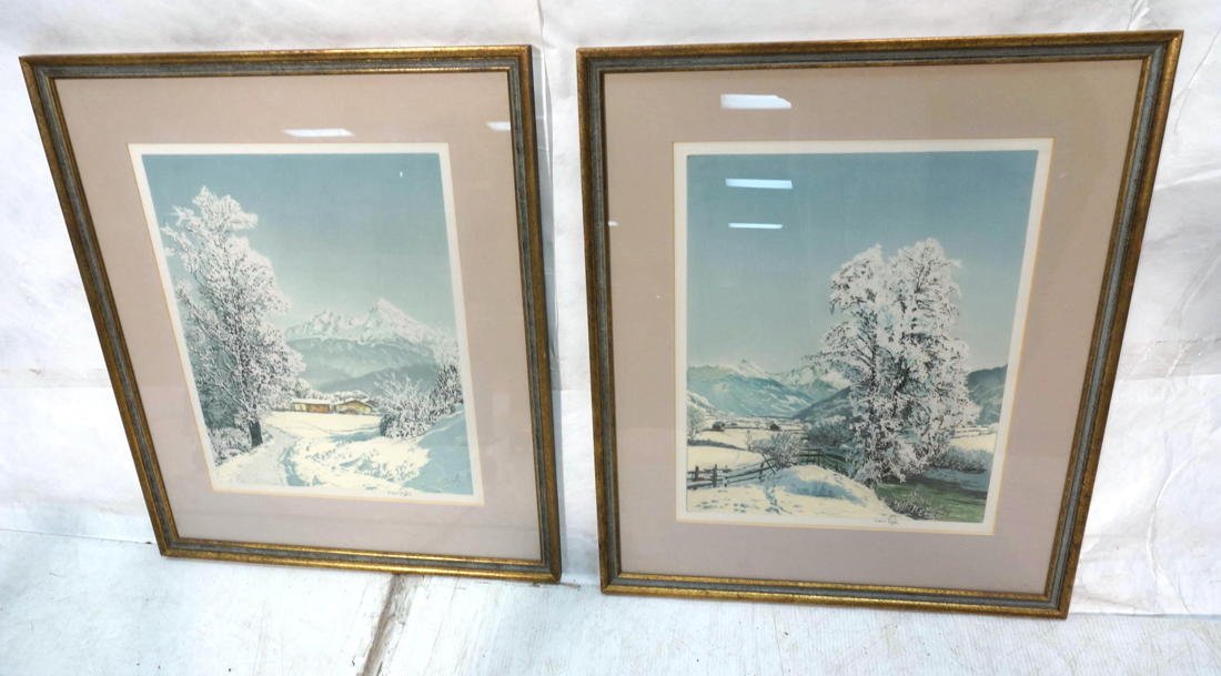 Pr HANS FIGURA Lithograph Prints. Winter Landscap: Pr HANS FIGURA Lithograph Prints. Winter Landscapes.-- Dimensions: Image Size: H: 17.5 inches: W: 13.5 inches ---
