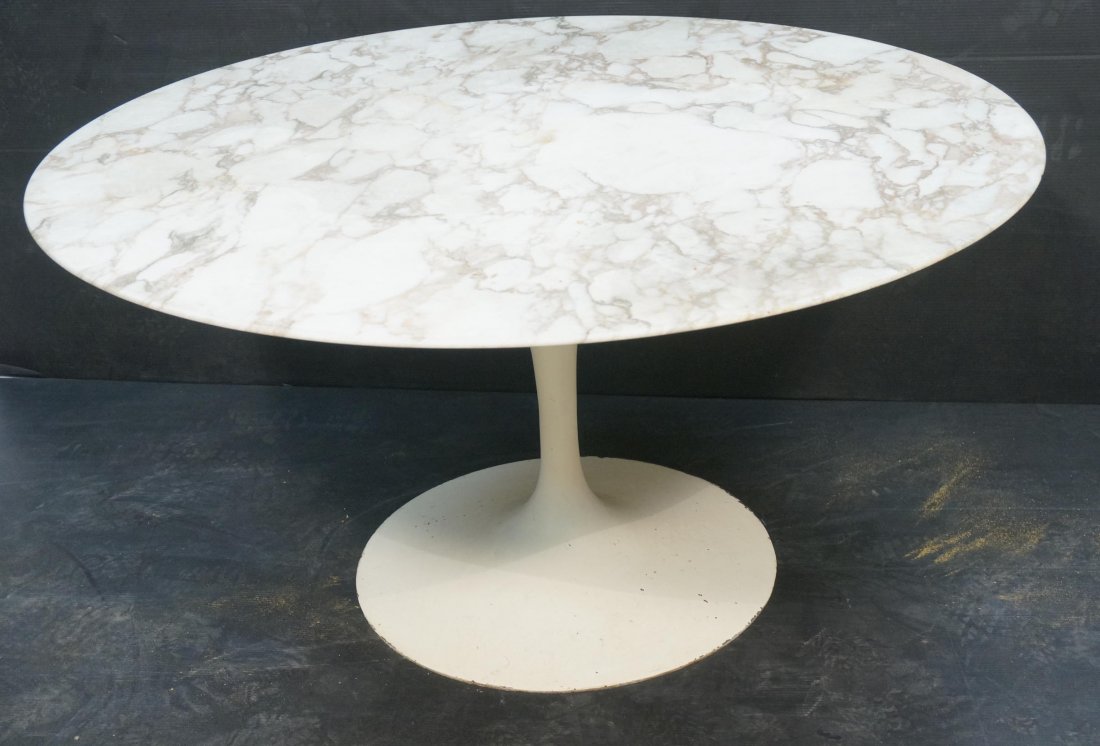 KNOLL Eero SAARINEN Tulip Dining Table. Round Whi: KNOLL Eero SAARINEN Tulip Dining Table. Round White Marble Top-- Dimensions: H: 28 inches: W: 54 inches: D: 54 inches ---