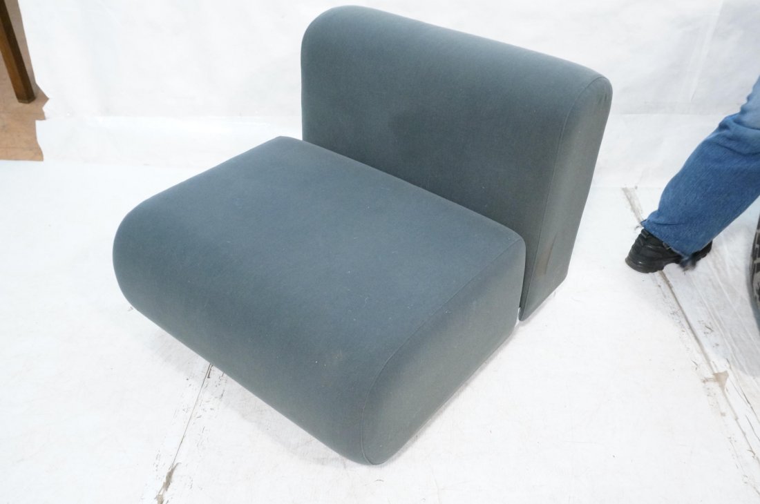 KNOLL International Lounge Chair. Thick Rounded U: KNOLL International Lounge Chair. Thick Rounded Upholstered Form. Heavy Chrome runner Base. -- Dimensions: H: 26 inches: W: 30 inches: D: 34 inches ---