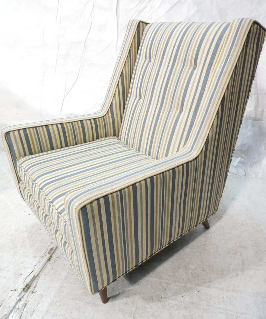 Milo Baughman for Thayer Coggin Lounge Chair. St: Milo Baughman for Thayer Coggin Lounge Chair. Striped fabric. Walnut Peg Legs.-- Dimensions: H: 37 inches: W: 29.5 inches: D: 35 inches ---